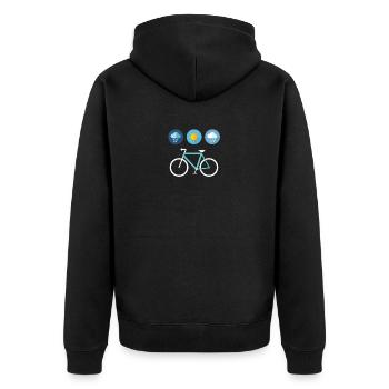 Jedes Wetter Fahrrad Fahrradfahren BMX Regen Sonne - Unisex Premium Bio Zip Hoodie - Schwarz - Hinten - Nico (187cm)