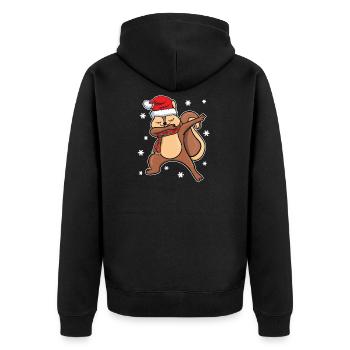 Eichhörnchen Dabbing Tanz Weihnachten Geschenk - Unisex Premium Bio Zip Hoodie - Schwarz - Hinten - Nico (187cm)