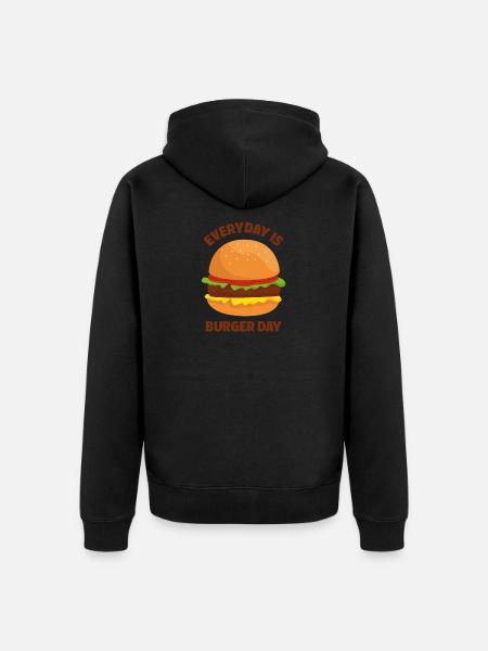 everyday is burger day - Unisex Premium Organic Zip Hoodie - black