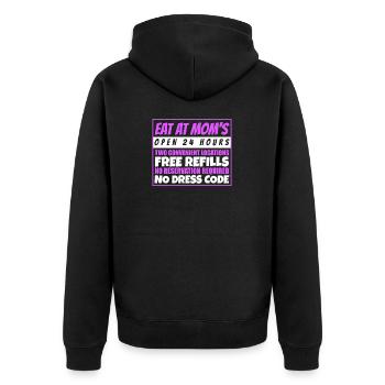 Hotel Mama Mom Mum Mutti Geschenk Kinder - Unisex Premium Bio Zip Hoodie - Schwarz - Hinten - Nico (187cm)