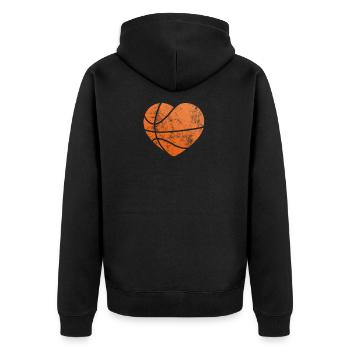 Basketball Love Herz T-Shirt & Geschenk - Unisex Premium Bio Zip Hoodie - Schwarz - Hinten - Nico (187cm)