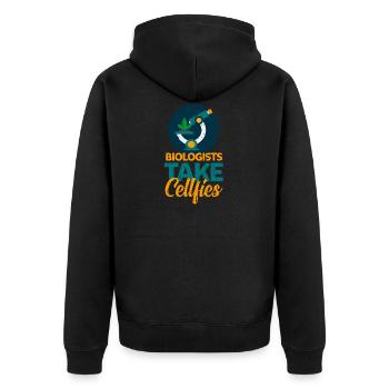 CellFies Biologe - Unisex Premium Bio Zip Hoodie - Schwarz - Hinten - Nico (187cm)