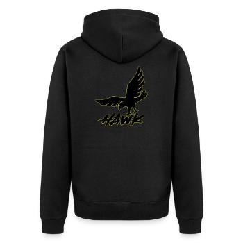Hawk - Falke- fliegen, Tier, Vögel, Luft, freiheit - Unisex Premium Bio Zip Hoodie - Schwarz - Hinten - Nico (187cm)