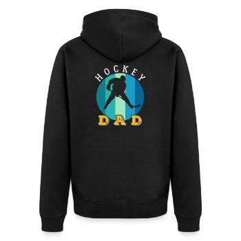 Hockey Dad Retro Style - Unisex Premium Organic Zip Hoodie - black - Back - Nico (187cm)