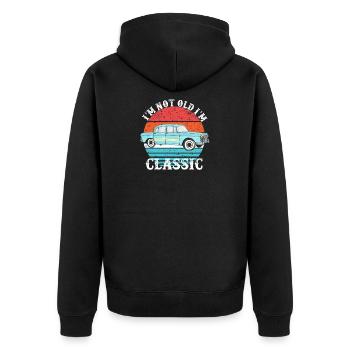 I'm not old I'm Classic - Classic - Oldtimer - Unisex Premium Organic Zip Hoodie - black - Back - Nico (187cm)
