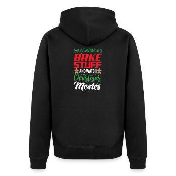 I just want to bake Stuff and watch X-mas Movies - Unisex Premium Bio Zip Hoodie - Schwarz - Hinten - Nico (187cm)