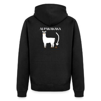 Alpaca Lama Christmas Funny Cool Gift - Unisex Premium Organic Zip Hoodie - black - Back - Nico (187cm)