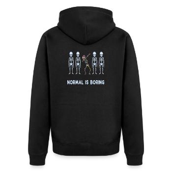 NORMAL IS BORING AUTISM - Unisex Premium Organic Zip Hoodie - black - Back - Nico (187cm)