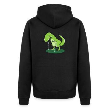 Trex Springseil Sport Training Geschenk - Unisex Premium Bio Zip Hoodie - Schwarz - Hinten - Nico (187cm)