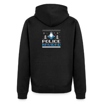 Police Navidad Christmas - Unisex Premium Bio Zip Hoodie - Schwarz - Hinten - Nico (187cm)