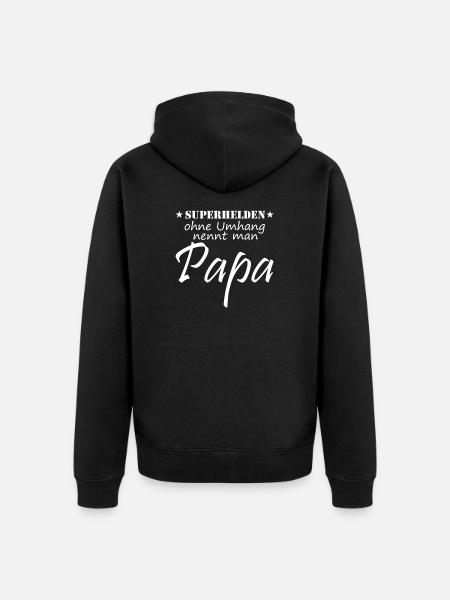 Superheld Papa Geschenkidee - Unisex Premium Bio Zip Hoodie - Schwarz