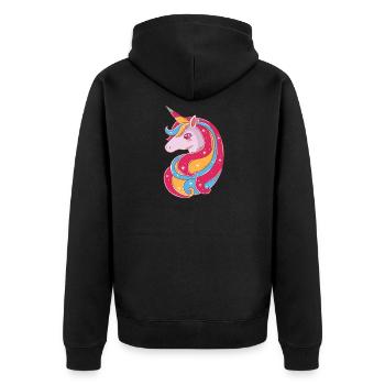 Schönes Einhorn - Unisex Premium Bio Zip Hoodie - Schwarz - Hinten - Nico (187cm)