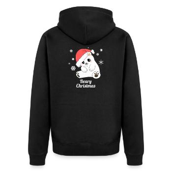 Eisbär - Polarbär - Weihnachten Weihnachtspullover - Unisex Premium Bio Zip Hoodie - Schwarz - Hinten - Nico (187cm)