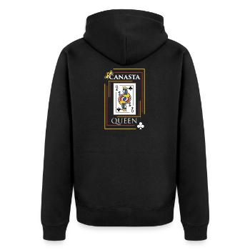 Canasta Design Geschenk für Kartenspieler und - Unisex Premium Bio Zip Hoodie - Schwarz - Hinten - Nico (187cm)