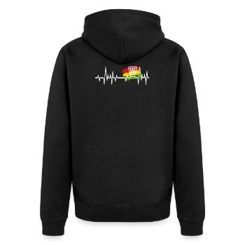 Mein Herz schlägt für Djembe und Reggae Herzschlag - Unisex Premium Bio Zip Hoodie - Schwarz - Hinten - Nico (187cm)