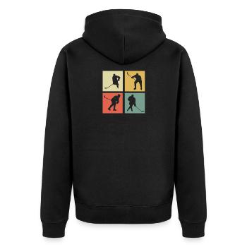 Ice Hockey - Unisex Premium Bio Zip Hoodie - Schwarz - Hinten - Nico (187cm)