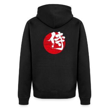Samurai Symbol Japanisch - Unisex Premium Bio Zip Hoodie - Schwarz - Hinten - Nico (187cm)