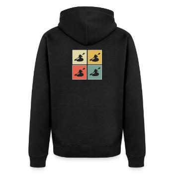 Kayak - Unisex Premium Bio Zip Hoodie - Schwarz - Hinten - Nico (187cm)