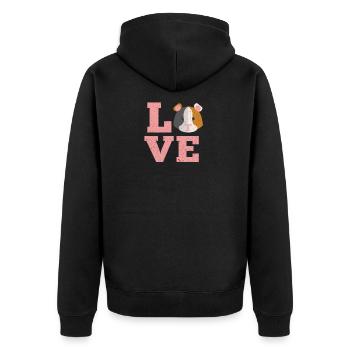 Meerschweinchen Meerschwein Meerschweine Geschenk - Unisex Premium Bio Zip Hoodie - Schwarz - Hinten - Nico (187cm)