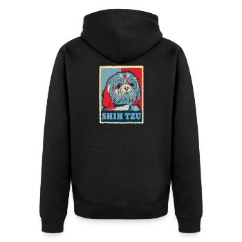 Shih Tzu dog gift - Unisex Premium Organic Zip Hoodie - black - Back - Nico (187cm)