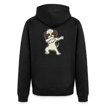 Shih Tzu Hund Dabbing Dabbin Dabb Tanz Geschenk - Unisex Premium Bio Zip Hoodie - Schwarz - Hinten - Nico (187cm)