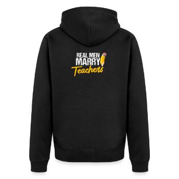 Man Men Teacher Marriage Marry Gift - Unisex Premium Organic Zip Hoodie - black - Back - Nico (187cm)