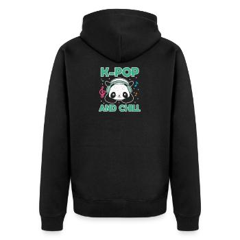 K-Pop - Unisex Premium Bio Zip Hoodie - Schwarz - Hinten - Nico (187cm)