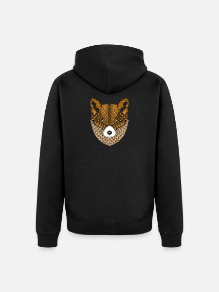 Fox Mandala - Unisex Premium Organic Zip Hoodie - black