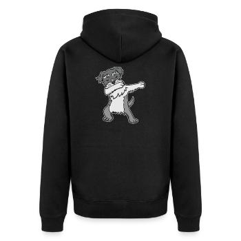 Schnauzer Dog Dabbing Dabbin Dabb Dance Gift - Unisex Premium Organic Zip Hoodie - black - Back - Nico (187cm)