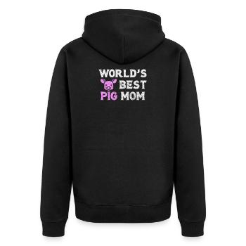 pig - Unisex Premium Organic Zip Hoodie - black - Back - Nico (187cm)