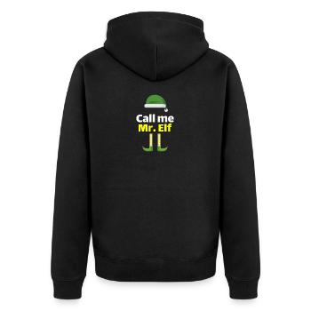 Call me Mr. Elf X-Mas-Design Weihnachten Geschenk - Unisex Premium Bio Zip Hoodie - Schwarz - Hinten - Nico (187cm)