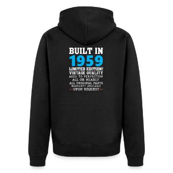 Built in 1959 - Unisex Premium Organic Zip Hoodie - black - Back - Nico (187cm)