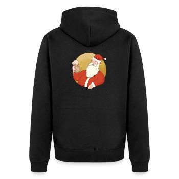 Weihnachten Weihnachtsmann Bier Geschenk - Unisex Premium Bio Zip Hoodie - Schwarz - Hinten - Nico (187cm)
