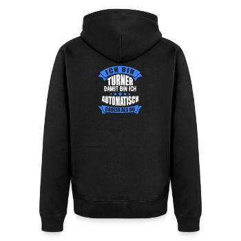 Turner - Unisex Premium Bio Zip Hoodie - Schwarz - Hinten - Nico (187cm)
