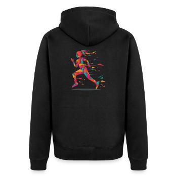 Coureur, jogging, femme - Veste à capuche bio Premium Unisexe - noir - Dos - Nico (187cm)