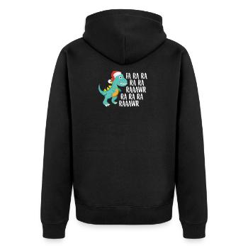 Dinosaurier Weihnachten - Unisex Premium Bio Zip Hoodie - Schwarz - Hinten - Nico (187cm)