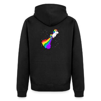 Unicorn Fart Gift for Unicorn Lovers - Unisex Premium Organic Zip Hoodie - black - Back - Nico (187cm)