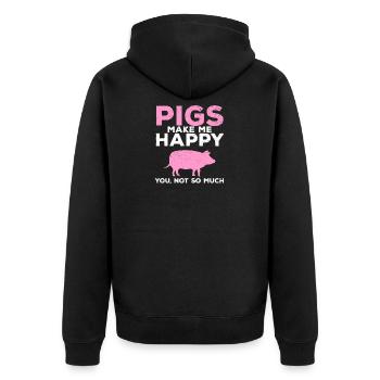 pig - Unisex Premium Organic Zip Hoodie - black - Back - Nico (187cm)