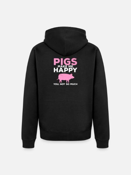 pig - Unisex Premium Organic Zip Hoodie - black