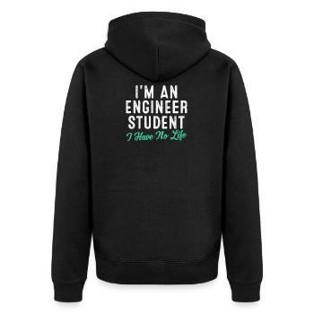 Ingenieur - Unisex Premium Bio Zip Hoodie - Schwarz - Hinten - Nico (187cm)
