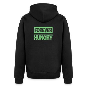 hunger - Unisex Premium Organic Zip Hoodie - black - Back - Nico (187cm)