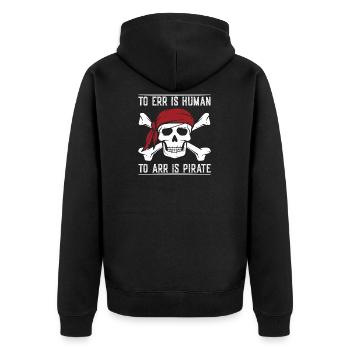 To err is human - Unisex Premium Bio Zip Hoodie - Schwarz - Hinten - Nico (187cm)