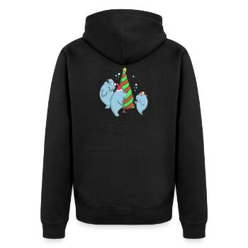 Florida Manatee Weihnachtsbaumfamilie - Unisex Premium Bio Zip Hoodie - Schwarz - Hinten - Nico (187cm)
