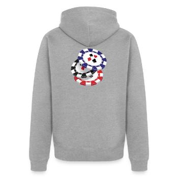 Poker Texas Holdem Pokerface Casino Tout à Vegas - Veste à capuche bio Premium Unisexe - gris chiné - Dos - Nico (187cm)