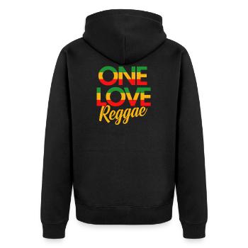Liebe Reggae Musik Genre - Unisex Premium Bio Zip Hoodie - Schwarz - Hinten - Nico (187cm)