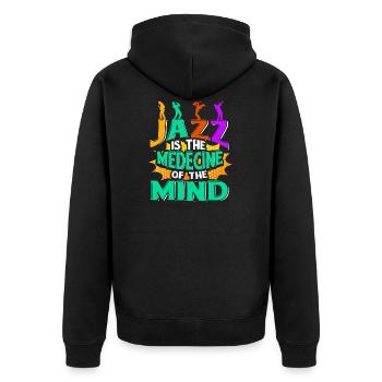 Jazz musical instrument saxophone - Unisex Premium Organic Zip Hoodie - black - Back - Nico (187cm)