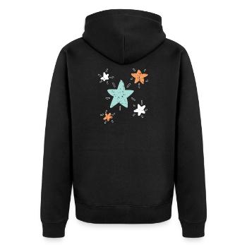 Fünf bunte große und kleine Sterne Geschenkidee - Unisex Premium Bio Zip Hoodie - Schwarz - Hinten - Nico (187cm)