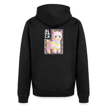 Regenbogen Alpaka Lama Geschenkidee - Unisex Premium Bio Zip Hoodie - Schwarz - Hinten - Nico (187cm)