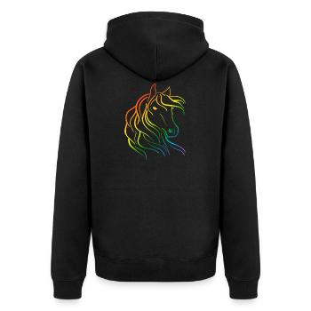 Pferde Pferd Pferdeliebe Reiten Reiterin Ausritt - Unisex Premium Bio Zip Hoodie - Schwarz - Hinten - Nico (187cm)