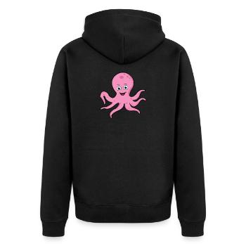 Kraken Oktopus Manga Comic Süß Meerestier Geschenk - Unisex Premium Bio Zip Hoodie - Schwarz - Hinten - Nico (187cm)